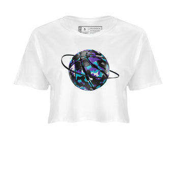 Air Jordan 6 Aqua shirt to match jordans Camo Basketball Planet sneaker tees AJ6 Aqua SNRT Sneaker Release Tees White 2 Crop T-Shirt