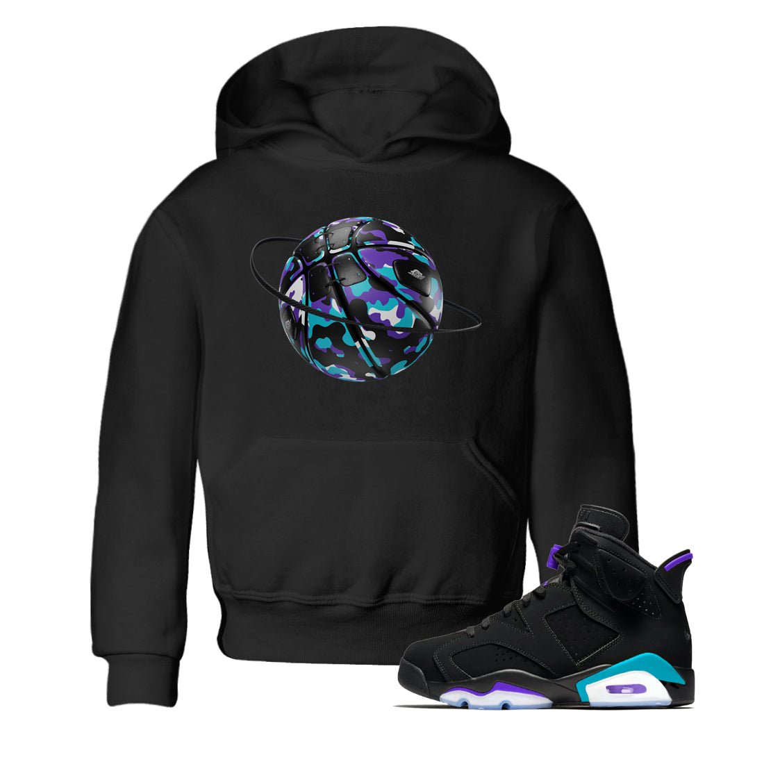 Air Jordan 6 Aqua shirt to match jordans Camo Basketball Planet sneaker tees AJ6 Aqua SNRT Sneaker Release Tees Baby Toddler Black 1 T-Shirt