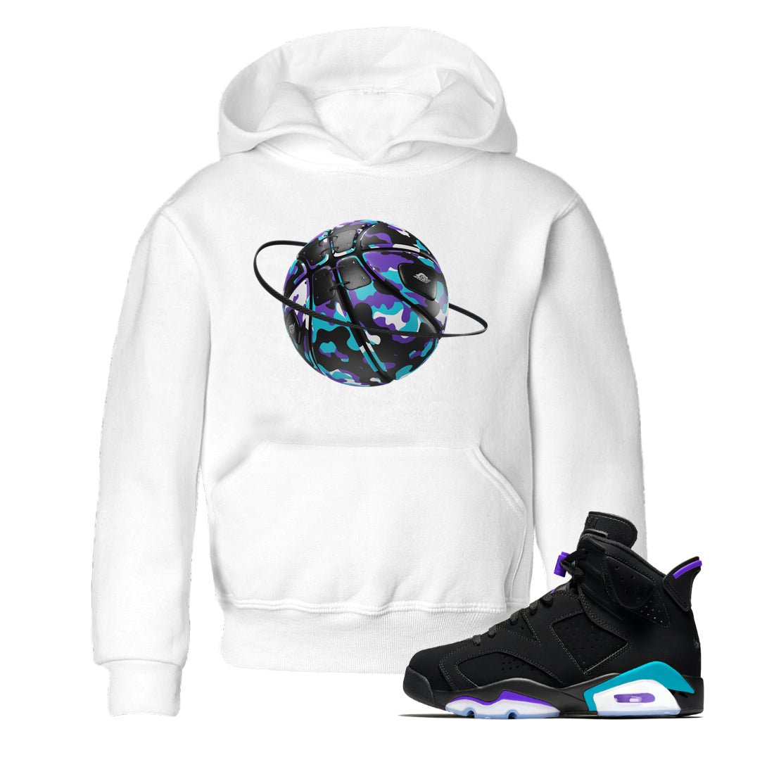 Air Jordan 6 Aqua shirt to match jordans Camo Basketball Planet sneaker tees AJ6 Aqua SNRT Sneaker Release Tees Baby Toddler White 1 T-Shirt