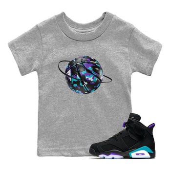 Air Jordan 6 Aqua shirt to match jordans Camo Basketball Planet sneaker tees AJ6 Aqua SNRT Sneaker Release Tees Baby Toddler Heather Grey 1 T-Shirt