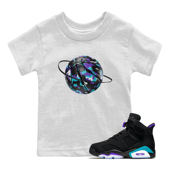 Air Jordan 6 Aqua shirt to match jordans Camo Basketball Planet sneaker tees AJ6 Aqua SNRT Sneaker Release Tees Baby Toddler White 1 T-Shirt
