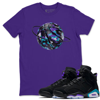 Air Jordan 6 Aqua shirt to match jordans Camo Basketball Planet sneaker tees AJ6 Aqua SNRT Sneaker Release Tees Unisex Purple 1 T-Shirt