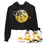 6s Yellow Ochre shirt to match jordans Camo Basketball Planet sneaker tees Air Jordan 6 Yellow Ochre SNRT Sneaker Release Tees Black 1 Crop T-Shirt