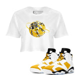 6s Yellow Ochre shirt to match jordans Camo Basketball Planet sneaker tees Air Jordan 6 Yellow Ochre SNRT Sneaker Release Tees White 1 Crop T-Shirt