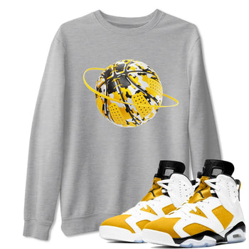 6s Yellow Ochre shirt to match jordans Camo Basketball Planet sneaker tees Air Jordan 6 Yellow Ochre SNRT Sneaker Release Tees Unisex Heather Grey 1 T-Shirt