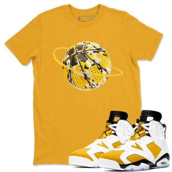 6s Yellow Ochre shirt to match jordans Camo Basketball Planet sneaker tees Air Jordan 6 Yellow Ochre SNRT Sneaker Release Tees Unisex Gold 1 T-Shirt
