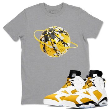 6s Yellow Ochre shirt to match jordans Camo Basketball Planet sneaker tees Air Jordan 6 Yellow Ochre SNRT Sneaker Release Tees Unisex Heather Grey 1 T-Shirt