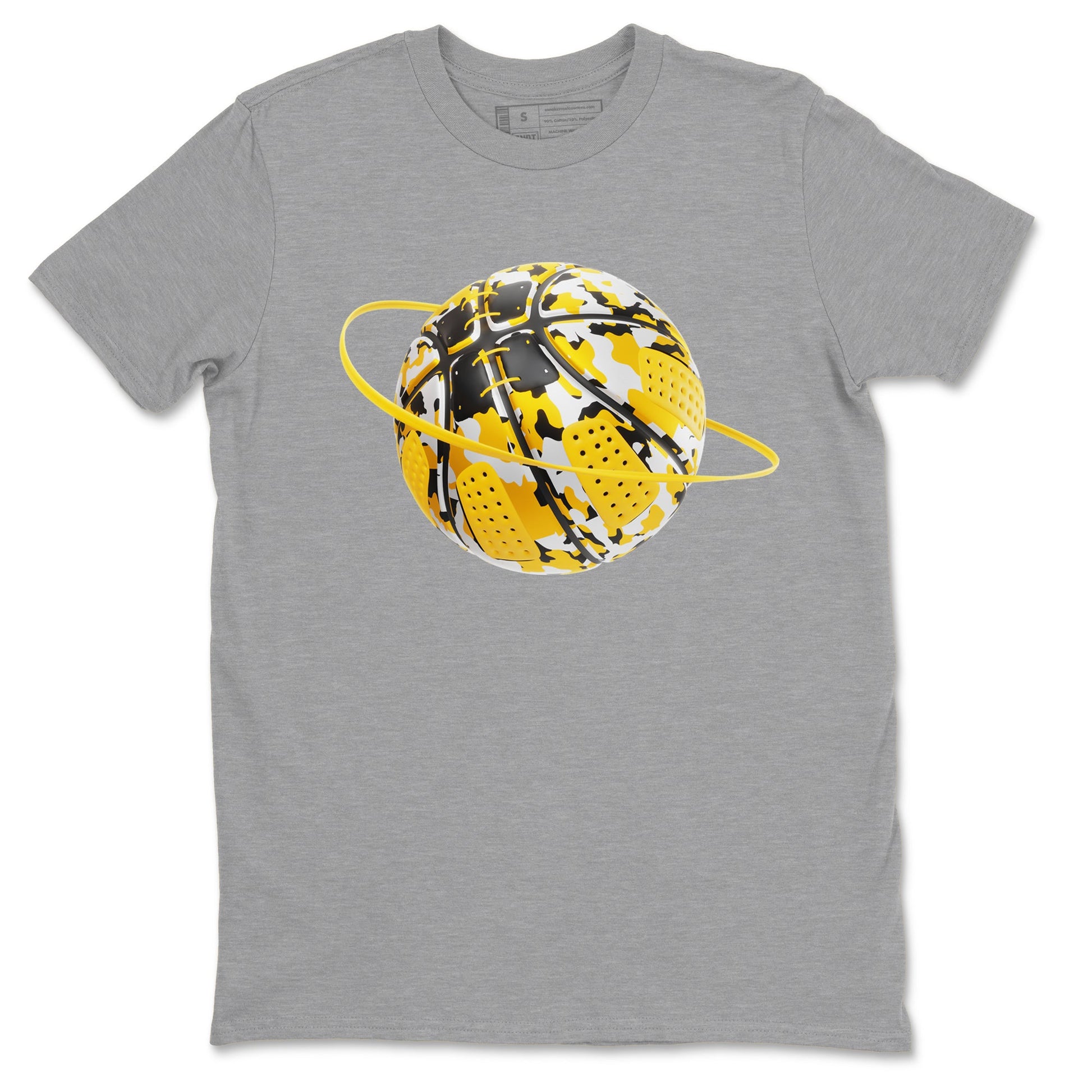 6s Yellow Ochre shirt to match jordans Camo Basketball Planet sneaker tees Air Jordan 6 Yellow Ochre SNRT Sneaker Release Tees Unisex Heather Grey 2 T-Shirt