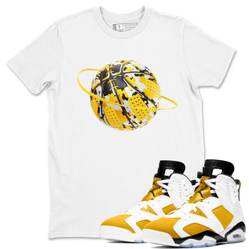 6s Yellow Ochre shirt to match jordans Camo Basketball Planet sneaker tees Air Jordan 6 Yellow Ochre SNRT Sneaker Release Tees Unisex White 1 T-Shirt