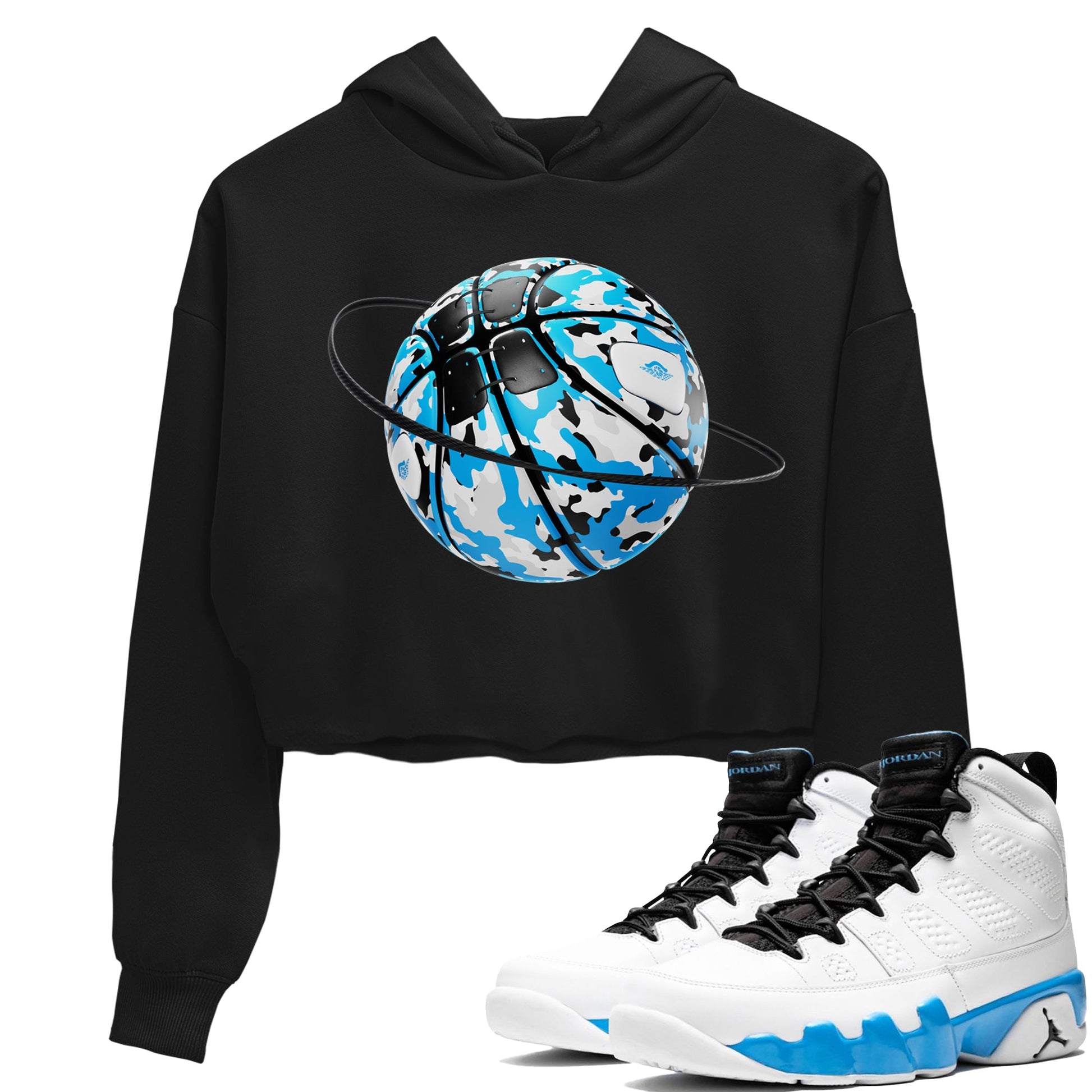 9s Powder Blue shirt to match jordans Camo Basketball Planet sneaker tees Air Jordan 9 Powder Blue SNRT Sneaker Release Tees Black 1 crop length shirt