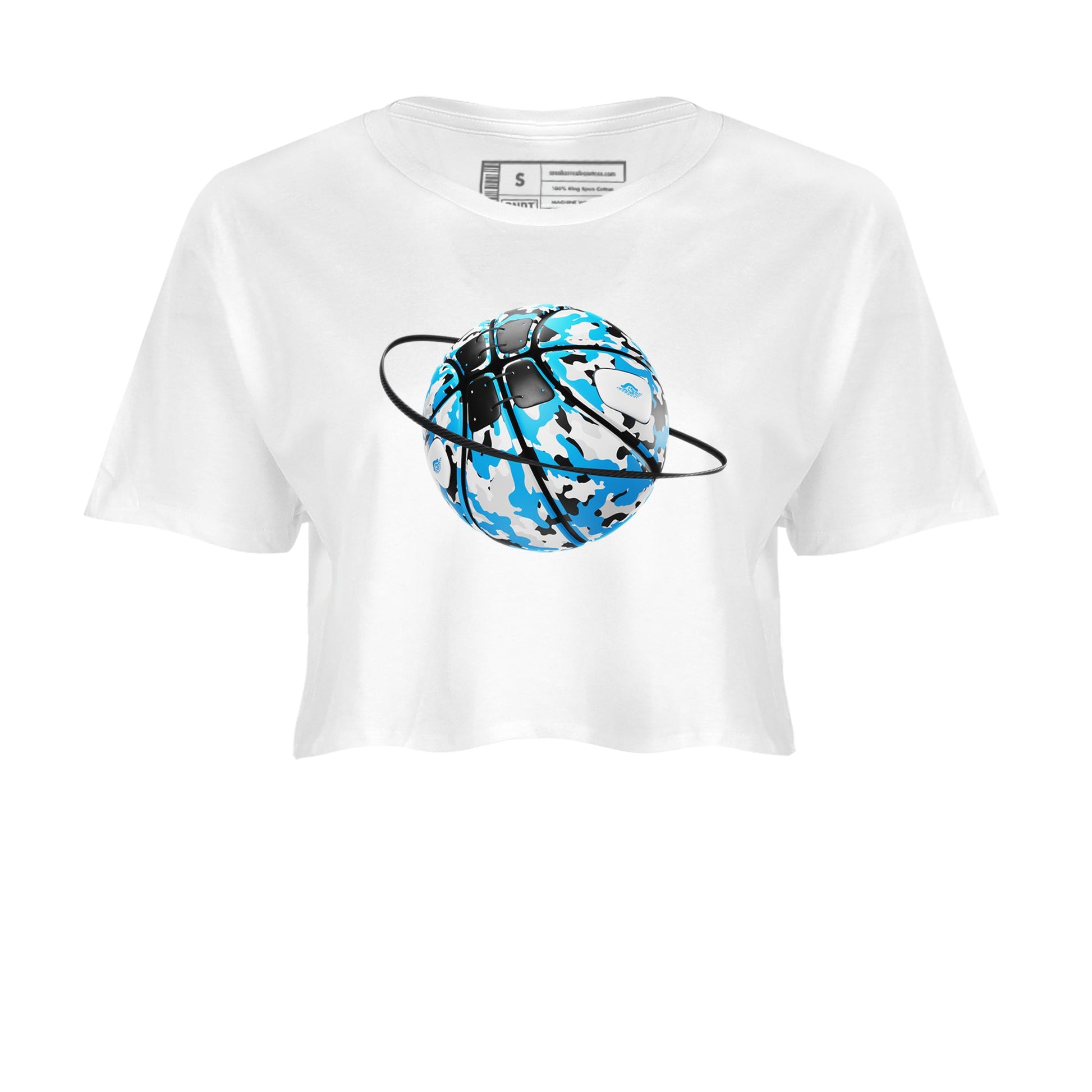 9s Powder Blue shirt to match jordans Camo Basketball Planet sneaker tees Air Jordan 9 Powder Blue SNRT Sneaker Release Tees White 2 crop length shirt
