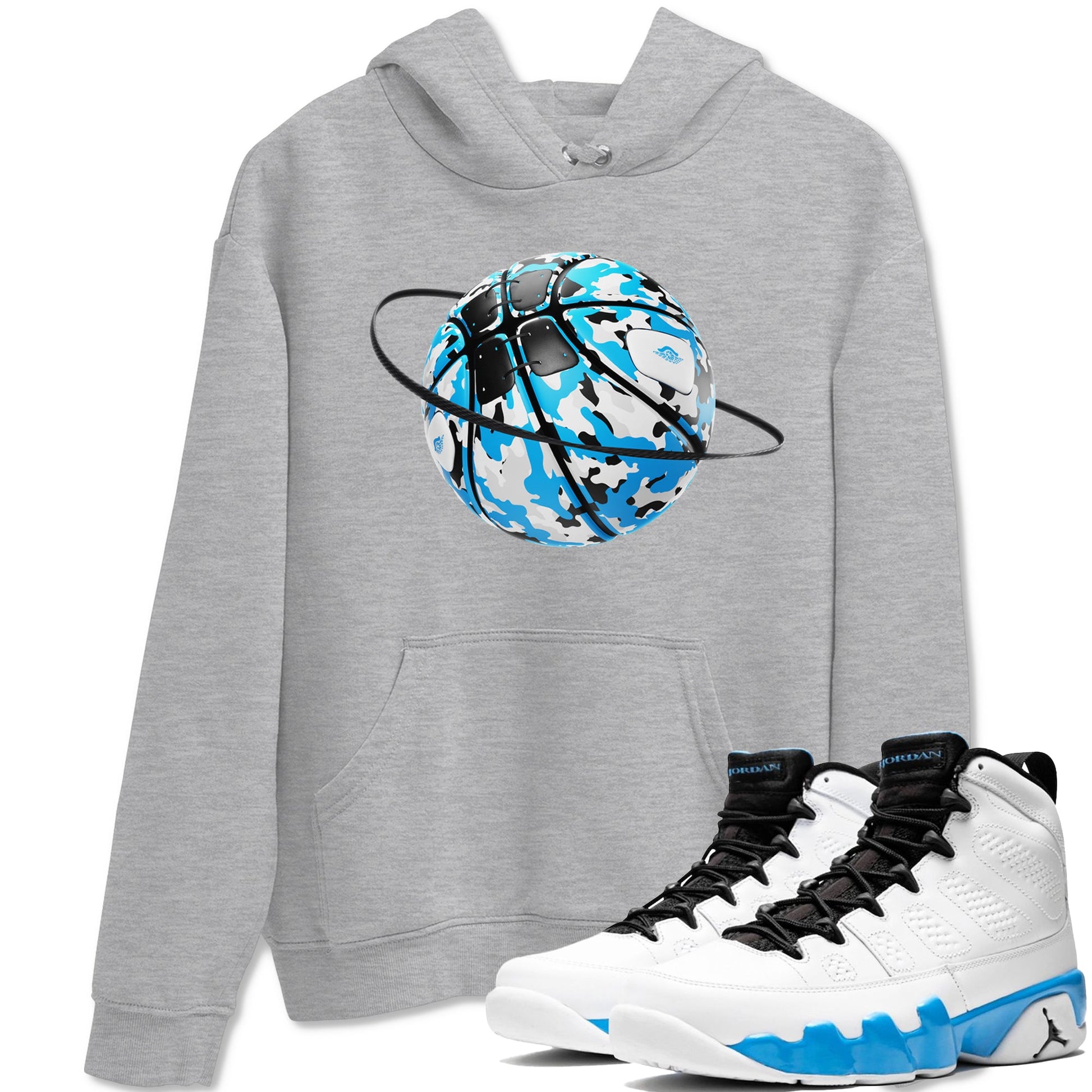 9s Powder Blue shirt to match jordans Camo Basketball Planet sneaker tees Air Jordan 9 Powder Blue SNRT Sneaker Release Tees unisex cotton Heather Grey 1 crew neck shirt