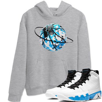 9s Powder Blue shirt to match jordans Camo Basketball Planet sneaker tees Air Jordan 9 Powder Blue SNRT Sneaker Release Tees unisex cotton Heather Grey 1 crew neck shirt