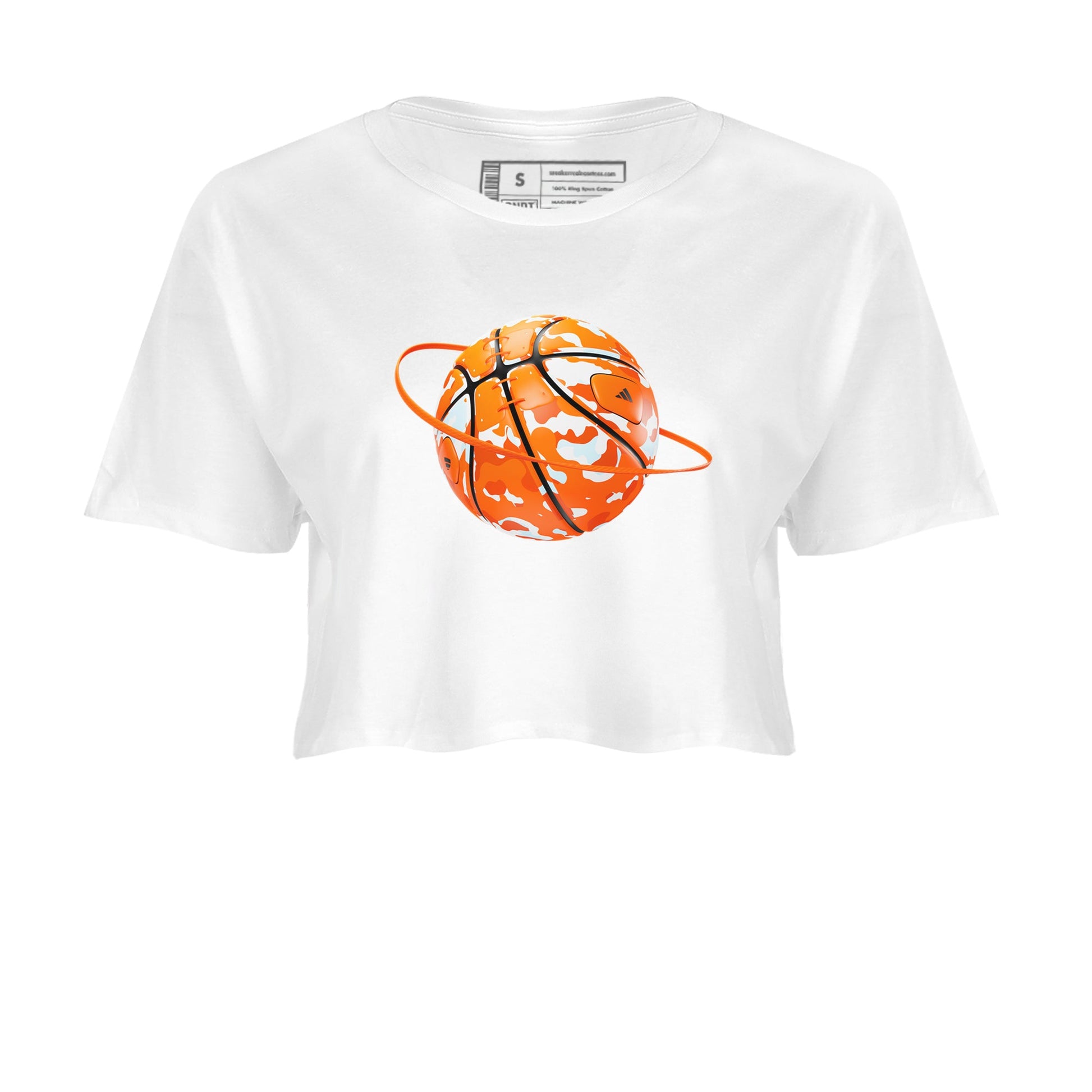 Crazy 8 Team Orange shirt to match jordans Camo Basketball Planet sneaker tees Adidas Crazy 8 Team Orange SNRT Sneaker Release Tees White 2 Crop T-Shirt