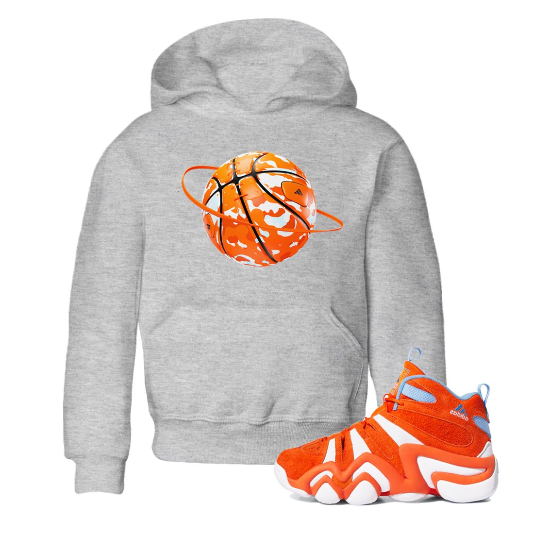 Crazy 8 Team Orange shirt to match jordans Camo Basketball Planet sneaker tees Adidas Crazy 8 Team Orange SNRT Sneaker Release Tees Baby Toddler Heather Grey 1 T-Shirt