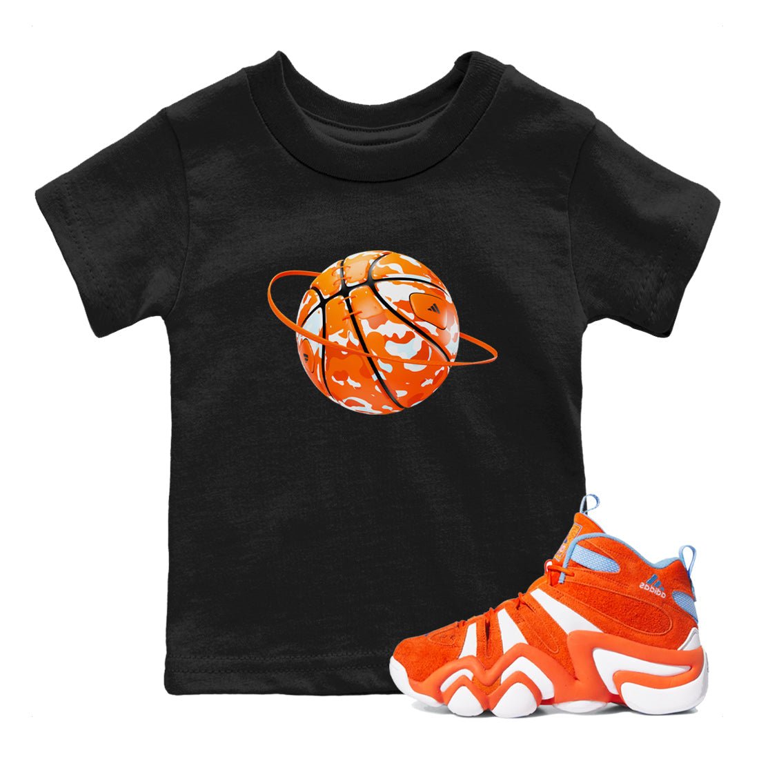 Crazy 8 Team Orange shirt to match jordans Camo Basketball Planet sneaker tees Adidas Crazy 8 Team Orange SNRT Sneaker Release Tees Baby Toddler Black 1 T-Shirt