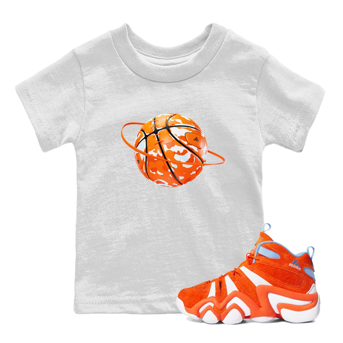 Crazy 8 Team Orange shirt to match jordans Camo Basketball Planet sneaker tees Adidas Crazy 8 Team Orange SNRT Sneaker Release Tees Baby Toddler White 1 T-Shirt