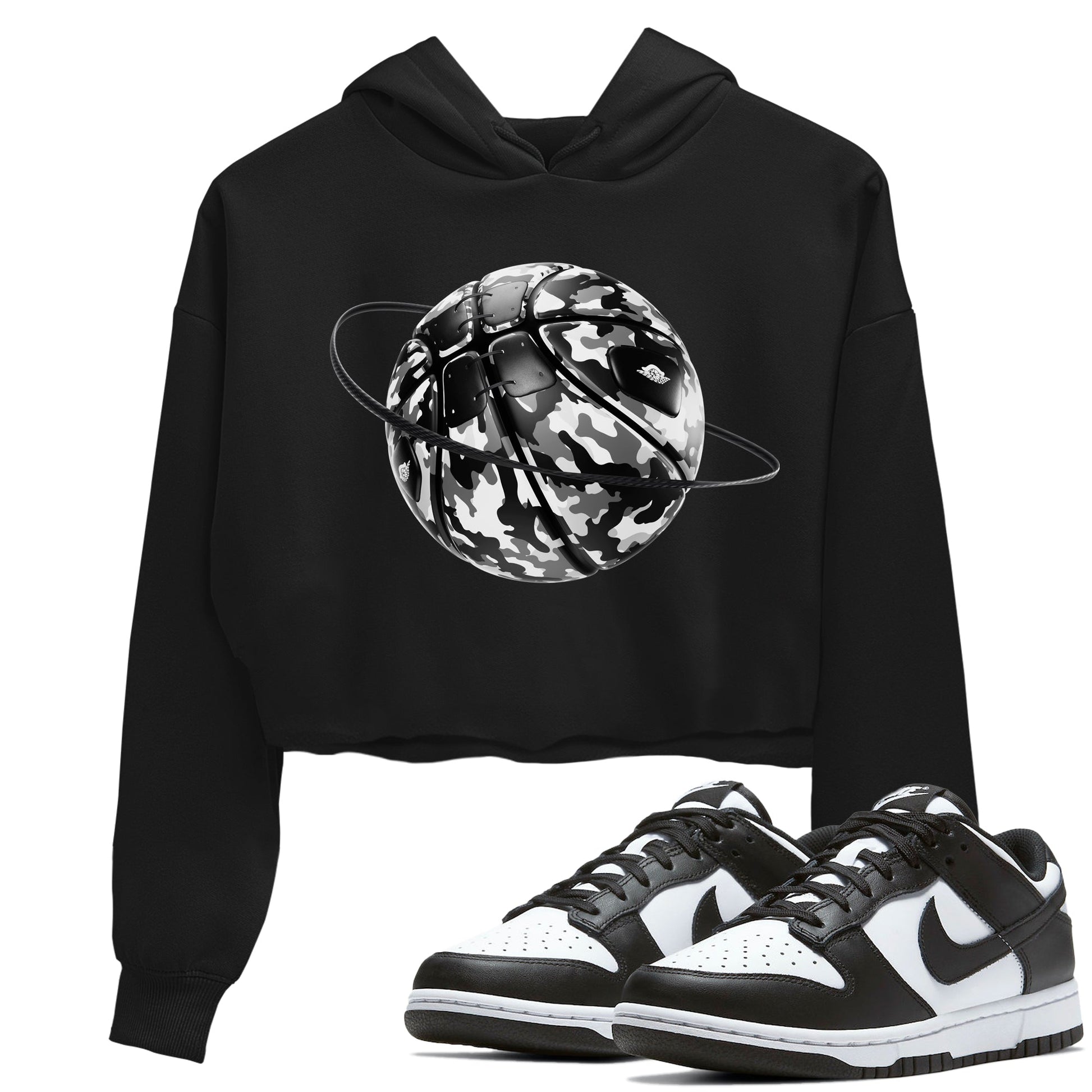 Dunk Panda shirt to match jordans Camo Basketball Planet sneaker tees Dunk Black & White SNRT Sneaker Release Tees Black 1 crop length shirt
