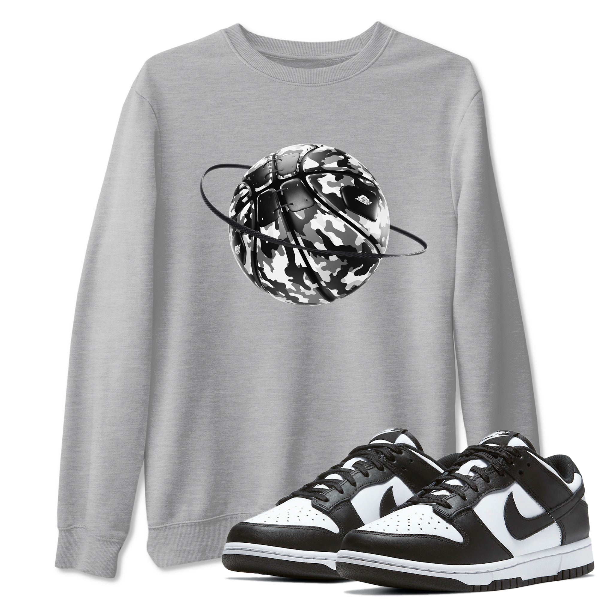 Dunk Panda shirt to match jordans Camo Basketball Planet sneaker tees Dunk Black & White SNRT Sneaker Release Tees unisex cotton Heather Grey 1 crew neck shirt