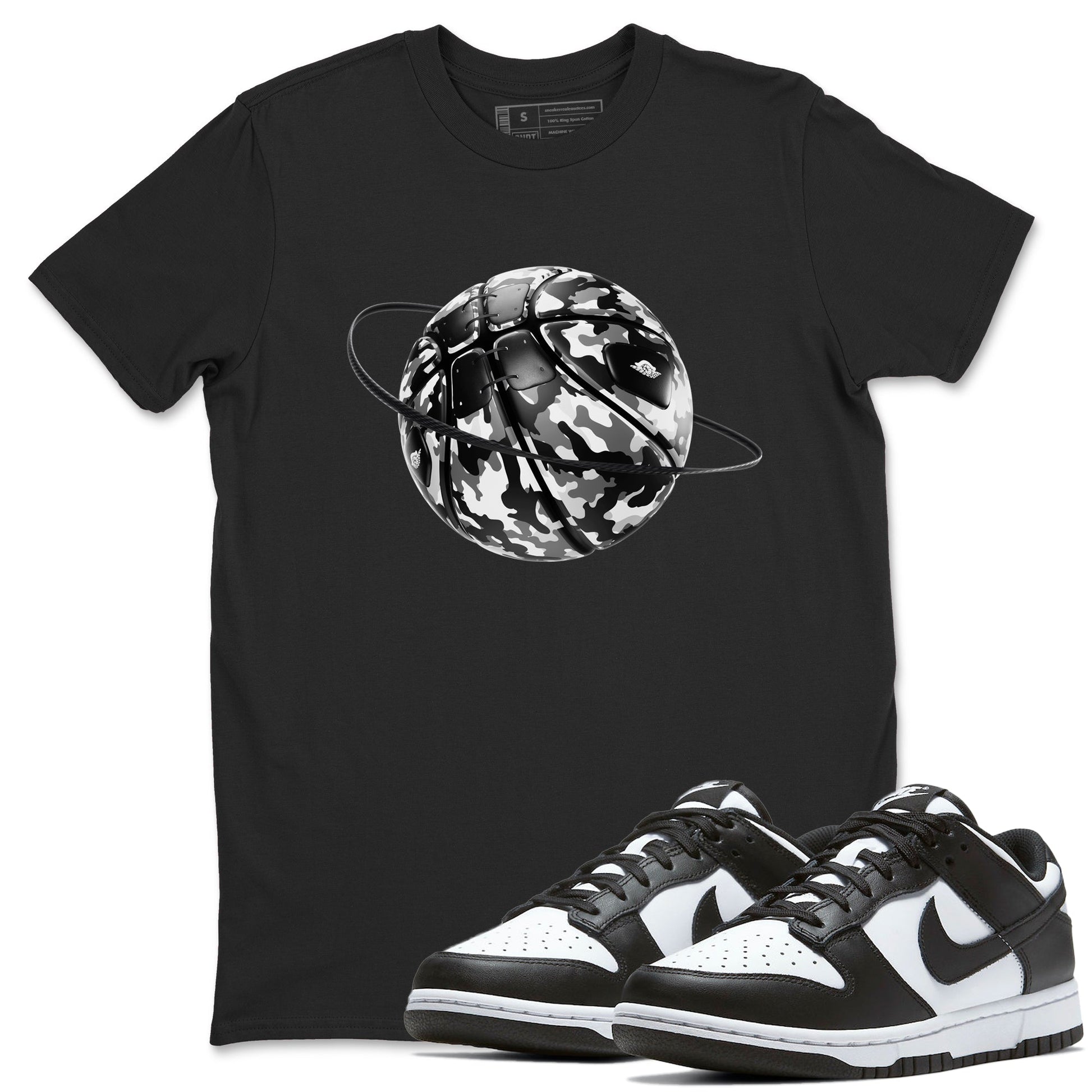 Dunk Panda shirt to match jordans Camo Basketball Planet sneaker tees Dunk Black & White SNRT Sneaker Release Tees unisex cotton Black 1 crew neck shirt