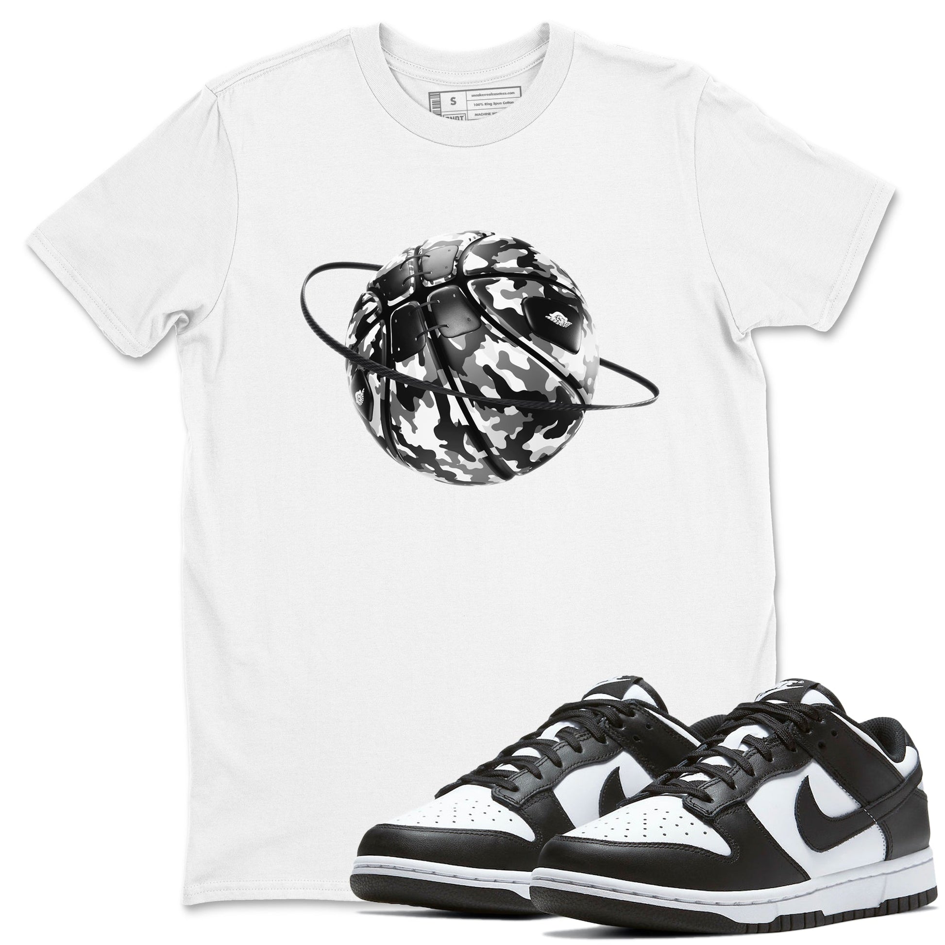 Dunk Panda shirt to match jordans Camo Basketball Planet sneaker tees Dunk Black & White SNRT Sneaker Release Tees unisex cotton White 1 crew neck shirt