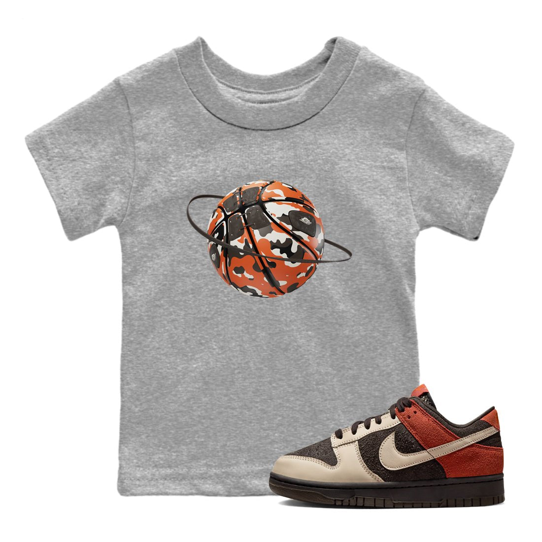 Dunk Red Panda shirt to match jordans Camo Basketball Planet sneaker tees Nike Dunk LowRed Panda SNRT Sneaker Release Tees Baby Toddler Heather Grey 1 T-Shirt