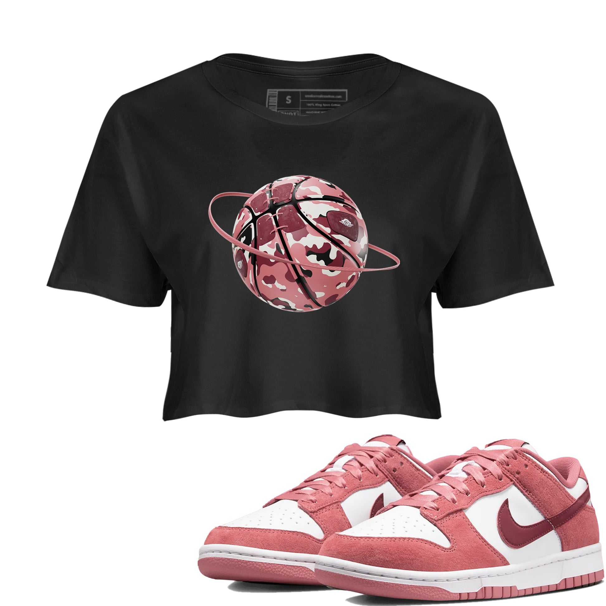 Dunk Valentines Day 2024 shirt to match jordans Camo Basketball Planet sneaker tees Dunk Happy Valentines Day 2024 SNRT Sneaker Release Tees Black 1 Crop T-Shirt
