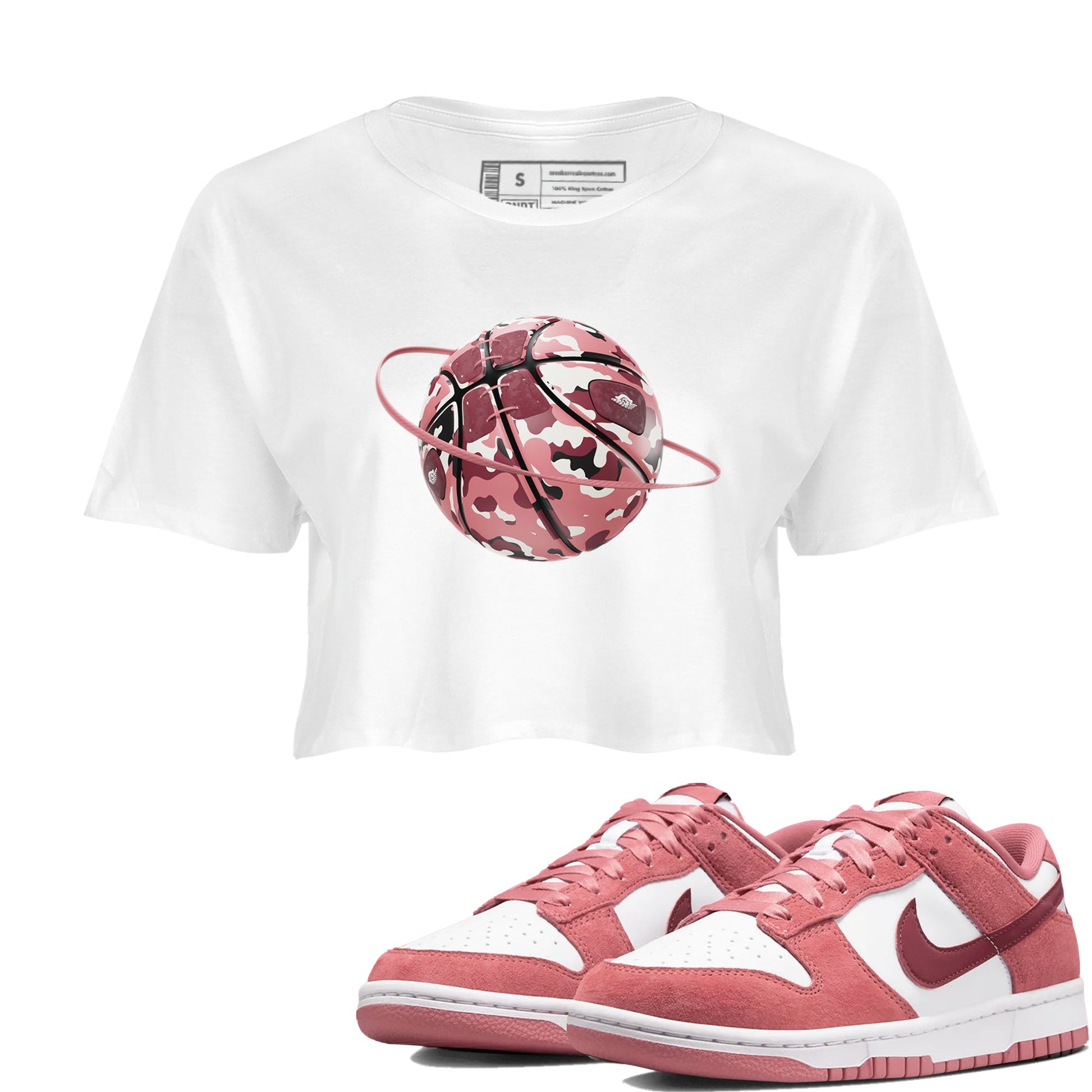 Dunk Valentines Day 2024 shirt to match jordans Camo Basketball Planet sneaker tees Dunk Happy Valentines Day 2024 SNRT Sneaker Release Tees White 1 Crop T-Shirt