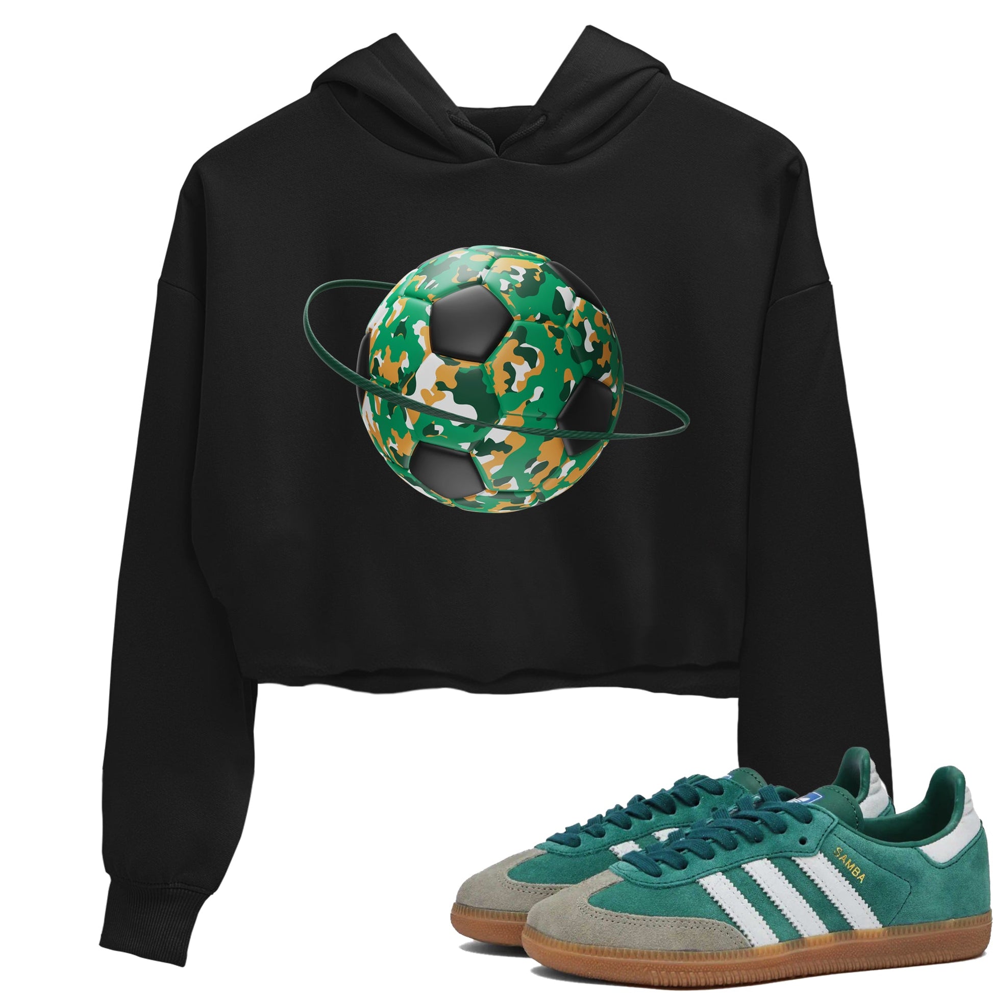 Samba Collegiate Green Gum shirt to match jordans Camo Soccerball Planet sneaker tees Adidas Green Gum SNRT Sneaker Release Tees Black 1 Crop T-Shirt