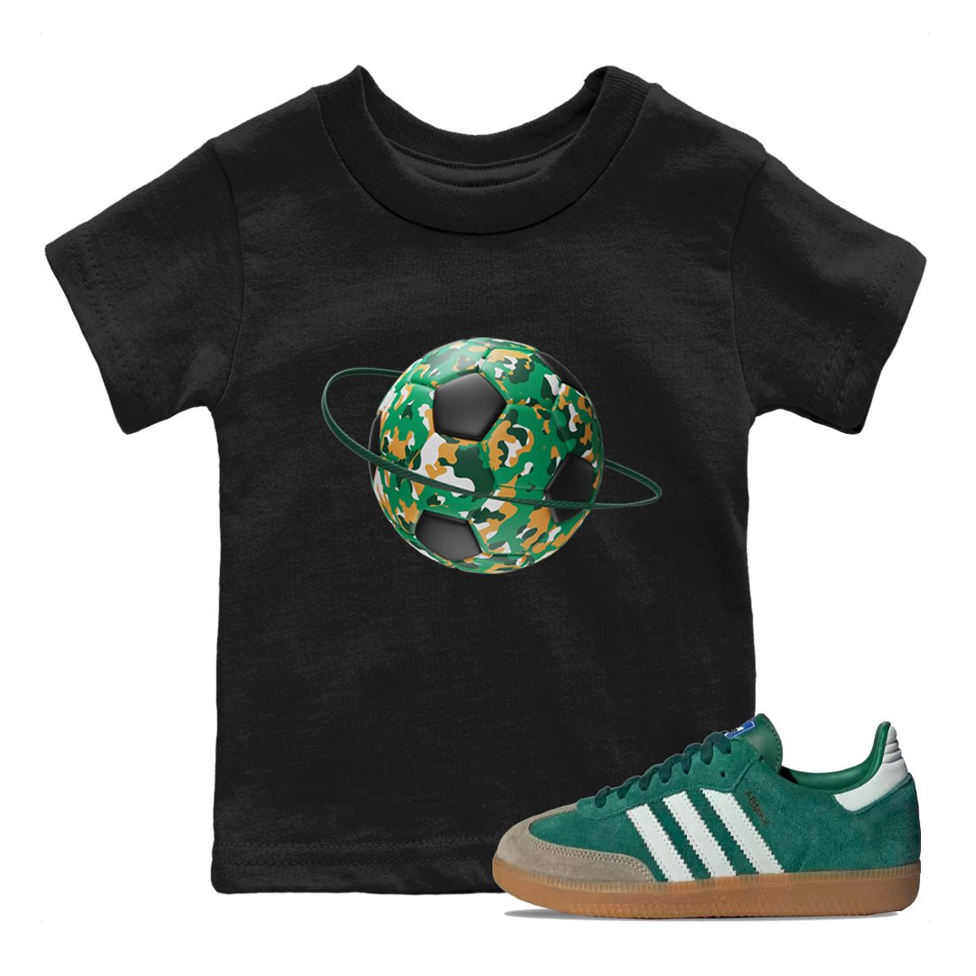 Samba Collegiate Green Gum shirt to match jordans Camo Soccerball Planet sneaker tees Adidas Green Gum SNRT Sneaker Release Tees Baby Toddler Black 1 T-Shirt