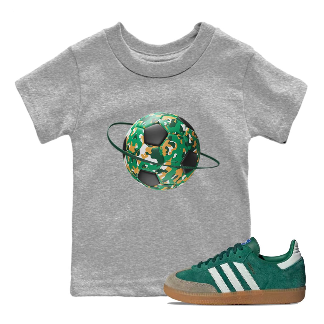 Samba Collegiate Green Gum shirt to match jordans Camo Soccerball Planet sneaker tees Adidas Green Gum SNRT Sneaker Release Tees Baby Toddler Heather Grey 1 T-Shirt