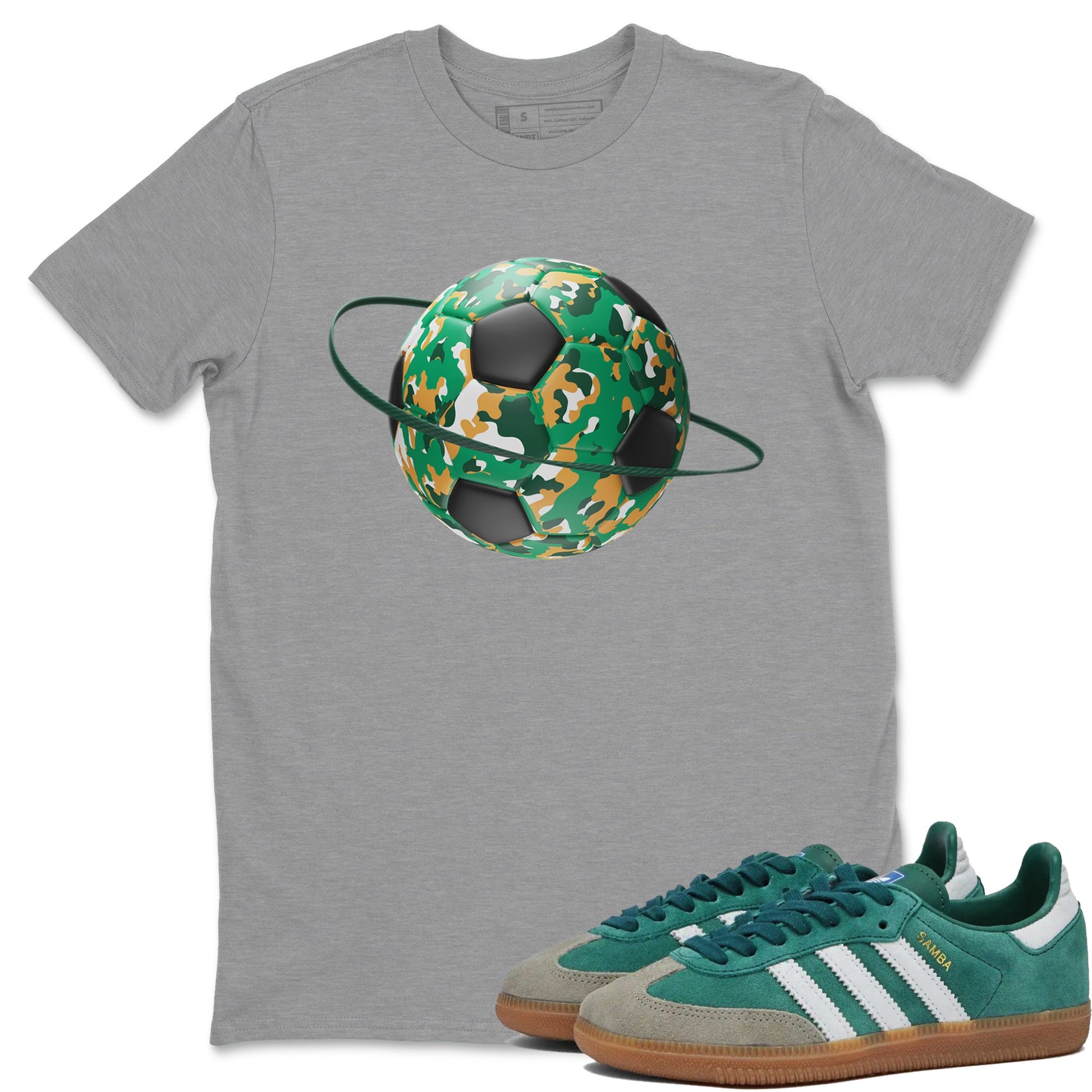 Samba Collegiate Green Gum shirt to match jordans Camo Soccerball Planet sneaker tees Adidas Green Gum SNRT Sneaker Release Tees Unisex Heather Grey 1 T-Shirt
