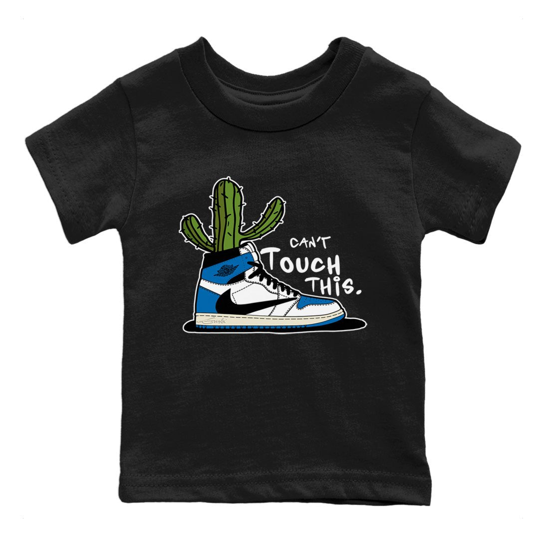 Air Jordan 1 Travis Scott Fragment Sneaker Match Tees Can't Touch This Sneaker Tees Air Jordan 1 High OG x Travis Scott x Fragment Sneaker Release Tees Kids Shirts Black 2