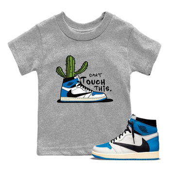 Air Jordan 1 Travis Scott Fragment Sneaker Match Tees Can't Touch This Sneaker Tees Air Jordan 1 High OG x Travis Scott x Fragment Sneaker Release Tees Kids Shirts Heather Grey 1