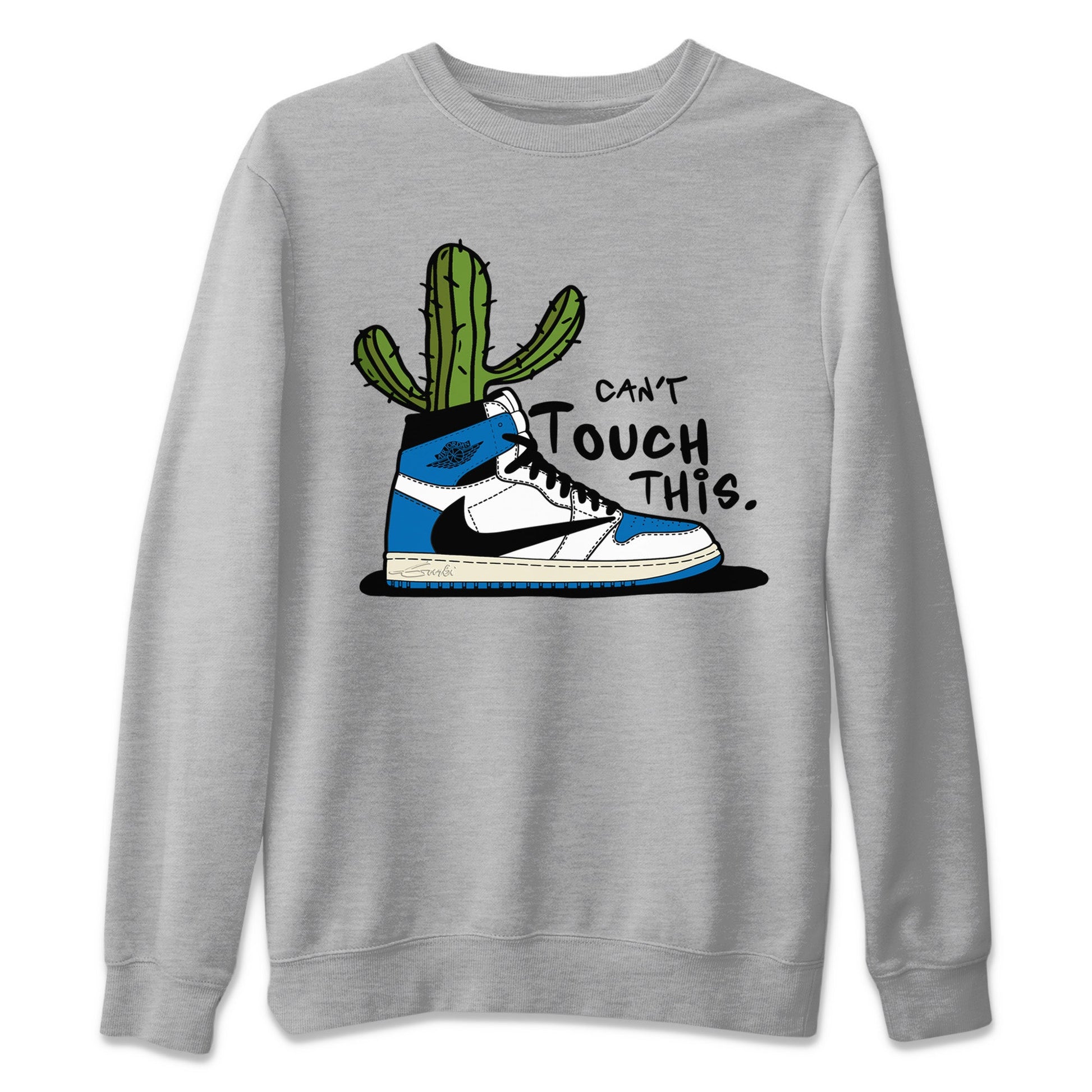 Air Jordan 1 Travis Scott Fragment Sneaker Match Tees Can't Touch This Sneaker Tees Air Jordan 1 High OG x Travis Scott x Fragment Sneaker Release Tees Unisex Shirts Heather Grey 2