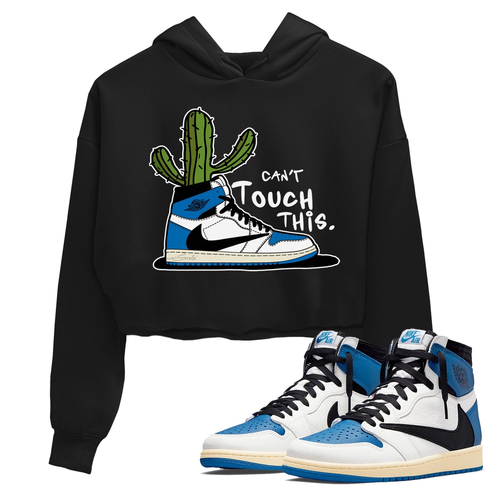 Air Jordan 1 Travis Scott Fragment Sneaker Match Tees Can't Touch This Sneaker Tees Air Jordan 1 High OG x Travis Scott x Fragment Sneaker Release Tees Women's Shirts Black 1