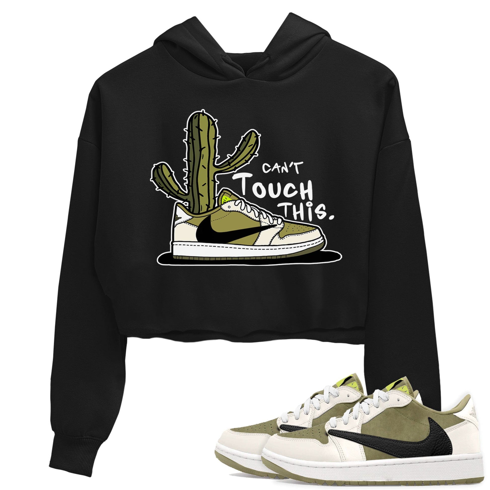 Air Jordan 1 X Travis Scott Golf Olive shirt to match jordans Can't Touch This sneaker tees Air Jordan 1 Travis Scott Golf SNRT Sneaker Release Tees Black 1 Crop T-Shirt