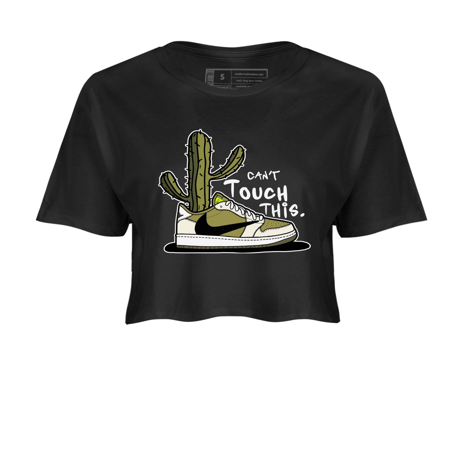 Air Jordan 1 X Travis Scott Golf Olive shirt to match jordans Can't Touch This sneaker tees Air Jordan 1 Travis Scott Golf SNRT Sneaker Release Tees Black 2 Crop T-Shirt