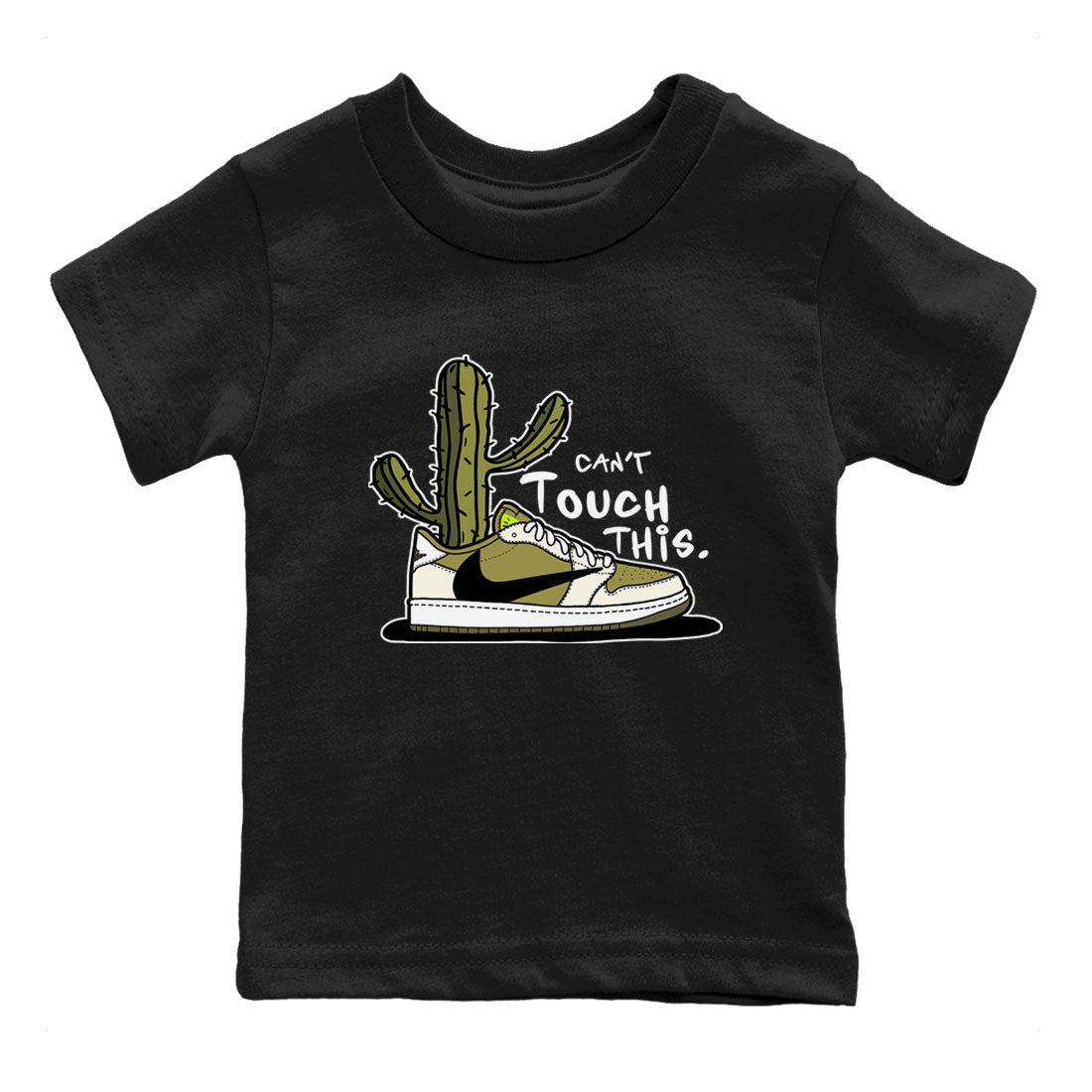 Air Jordan 1 X Travis Scott Golf Olive shirt to match jordans Can't Touch This sneaker tees Air Jordan 1 Travis Scott Golf SNRT Sneaker Release Tees Baby Toddler Black 2 T-Shirt