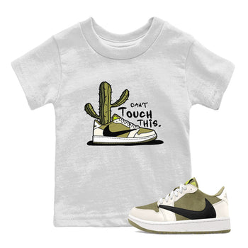 Air Jordan 1 X Travis Scott Golf Olive shirt to match jordans Can't Touch This sneaker tees Air Jordan 1 Travis Scott Golf SNRT Sneaker Release Tees Baby Toddler White 1 T-Shirt