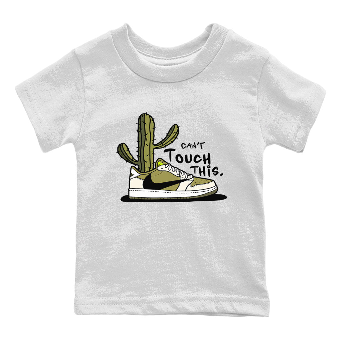 Air Jordan 1 X Travis Scott Golf Olive shirt to match jordans Can't Touch This sneaker tees Air Jordan 1 Travis Scott Golf SNRT Sneaker Release Tees Baby Toddler White 2 T-Shirt