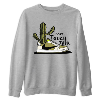 Air Jordan 1 X Travis Scott Golf Olive shirt to match jordans Can't Touch This sneaker tees Air Jordan 1 Travis Scott Golf SNRT Sneaker Release Tees Unisex Heather Grey 2 T-Shirt