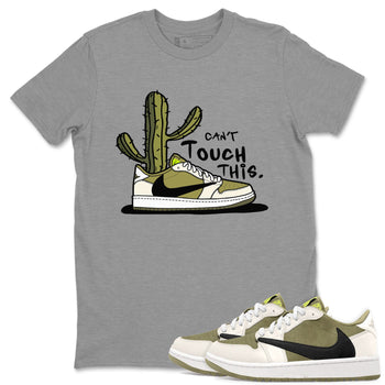 Air Jordan 1 X Travis Scott Golf Olive shirt to match jordans Can't Touch This sneaker tees Air Jordan 1 Travis Scott Golf SNRT Sneaker Release Tees Unisex Heather Grey 1 T-Shirt