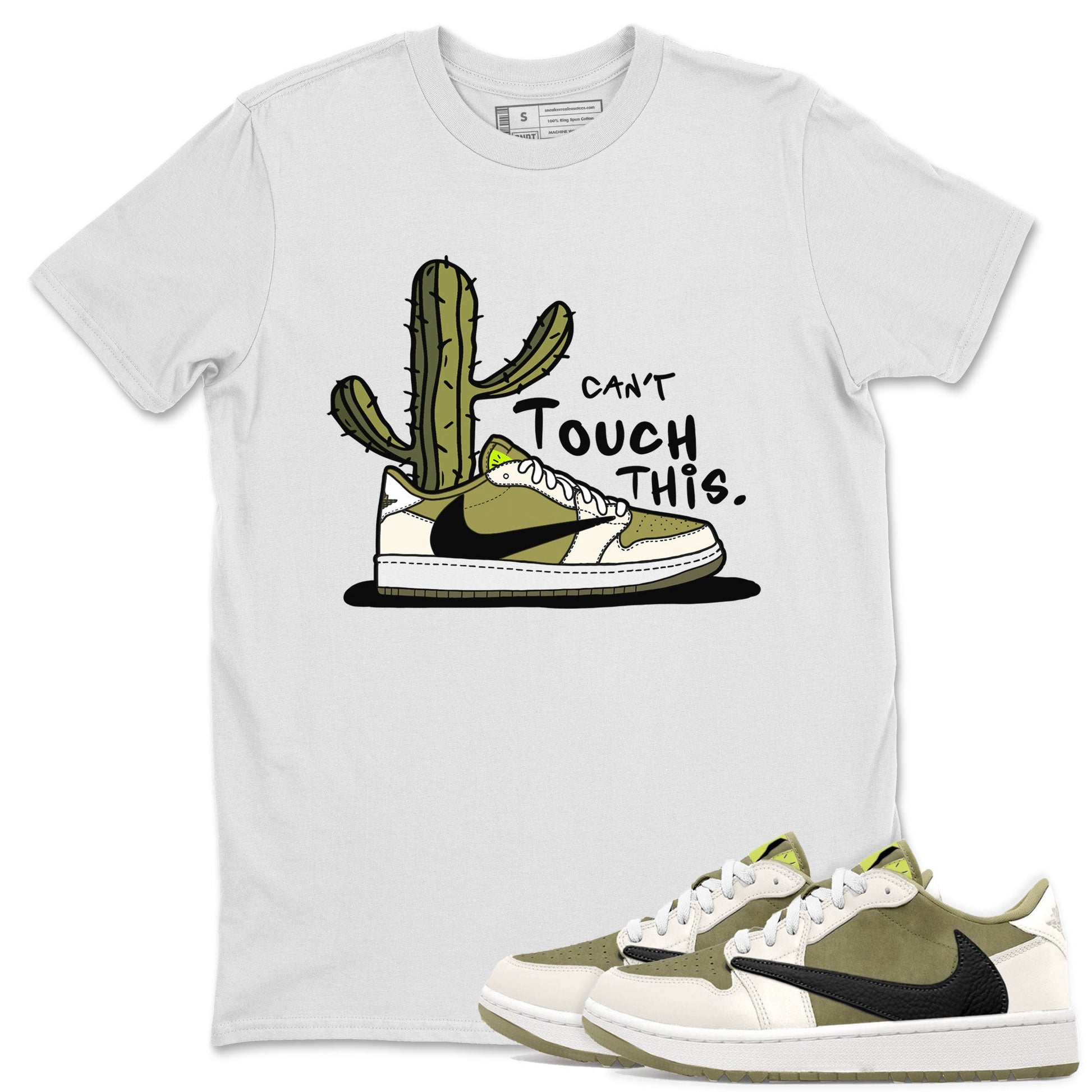 Air Jordan 1 X Travis Scott Golf Olive shirt to match jordans Can't Touch This sneaker tees Air Jordan 1 Travis Scott Golf SNRT Sneaker Release Tees Unisex White 1 T-Shirt