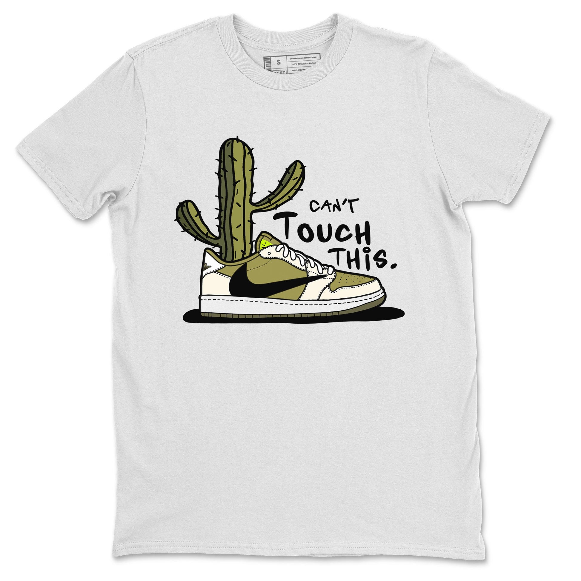 Air Jordan 1 X Travis Scott Golf Olive shirt to match jordans Can't Touch This sneaker tees Air Jordan 1 Travis Scott Golf SNRT Sneaker Release Tees Unisex White 2 T-Shirt