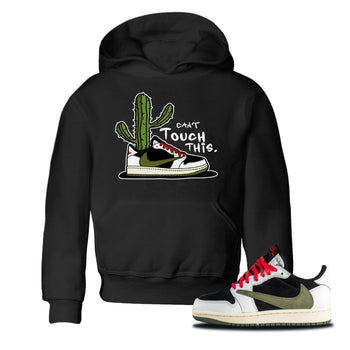 Air Jordan 1 Travis Scott Olive Sneaker Match Tees Can't Touch This Sneaker Tees Air Jordan 1 Low x Travis Scott x Olive Sneaker Release Tees Kids Shirts Black 1