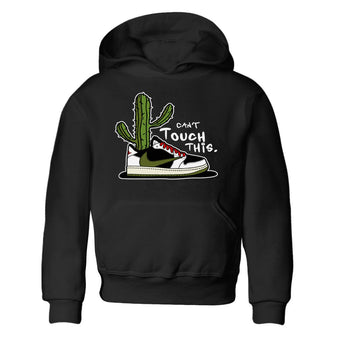 Air Jordan 1 Travis Scott Olive Sneaker Match Tees Can't Touch This Sneaker Tees Air Jordan 1 Low x Travis Scott x Olive Sneaker Release Tees Kids Shirts Black 2
