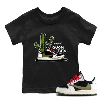 Air Jordan 1 Travis Scott Olive Sneaker Match Tees Can't Touch This Sneaker Tees Air Jordan 1 Low x Travis Scott x Olive Sneaker Release Tees Kids Shirts Black 1