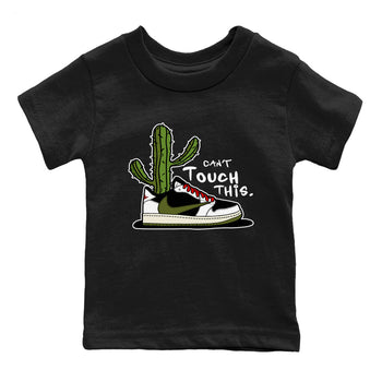 Air Jordan 1 Travis Scott Olive Sneaker Match Tees Can't Touch This Sneaker Tees Air Jordan 1 Low x Travis Scott x Olive Sneaker Release Tees Kids Shirts Black 2