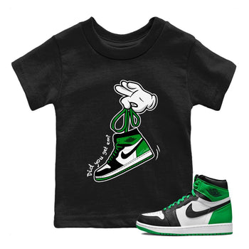 Air Jordan 1 Celtics Sneaker Match Tees Cartoon Hands Sneaker Tees Air Jordan 1 High OG Celtics Sneaker Release Tees Kids Shirts Black 1